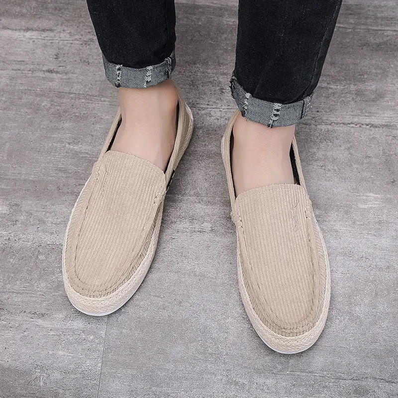 Мужская вельветовая повседневная обувь с манжетами на одну ногу для мужчин