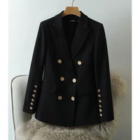 blazer female outerwear vintage stylish solid color office lady blazers coat women black notched collar long sleeve