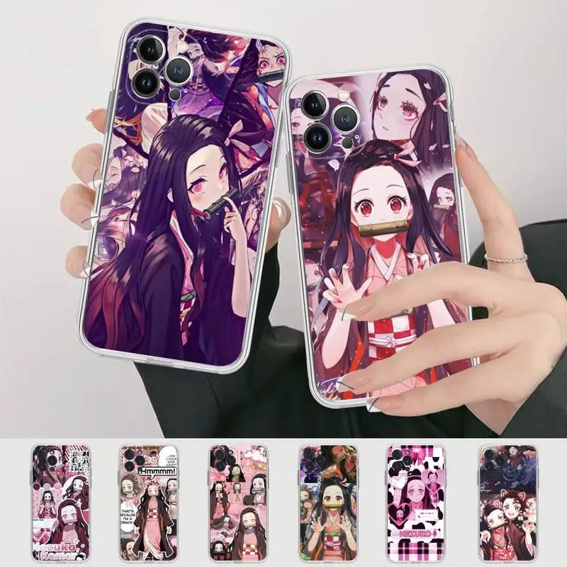 

Demon Slayer Kamado Nezuko Phone Case Silicone Soft for iphone 14 13 12 11 Pro Mini XS MAX 8 7 6 Plus X XS XR Cover