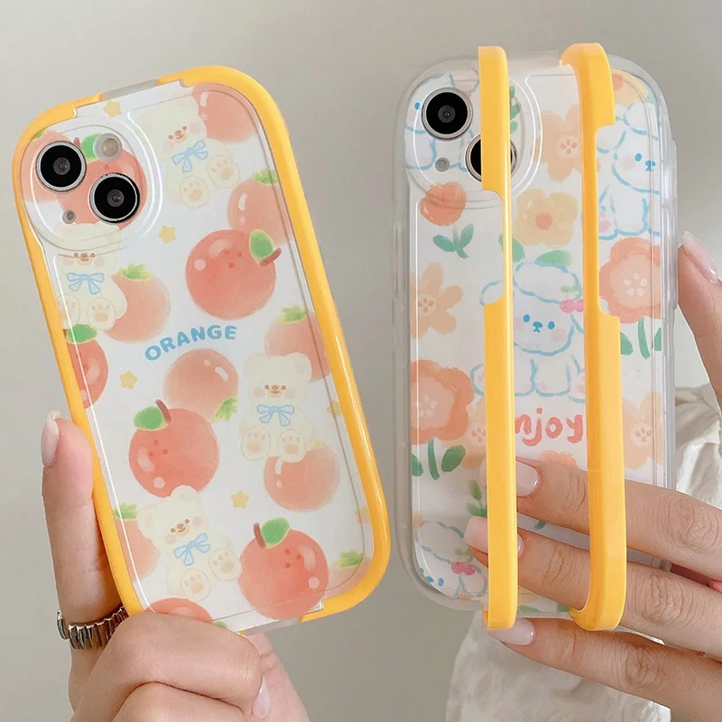 

1.8mm Thick Invisible Bracket Case For iPhone 13 11 12 Pro Max XS Max X XR 8 7Plus High Quality TPU Silicone Flower Puppy Shell