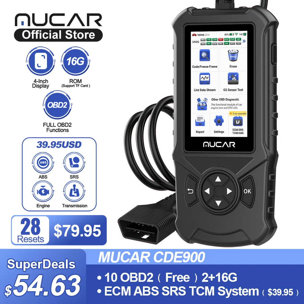 Диагностические инструменты MUCAR CDE900, сканер для диагностики автомобиля, Obd2, PK ELM327