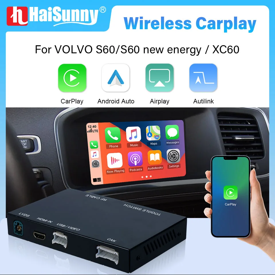 

Wireless Carplay Android Auto For Volvo V40 V60 XC60 S60 S40 XC70 XC90 V70 XC70 S80 Car Module Multimedia AirPlay Box Decoder