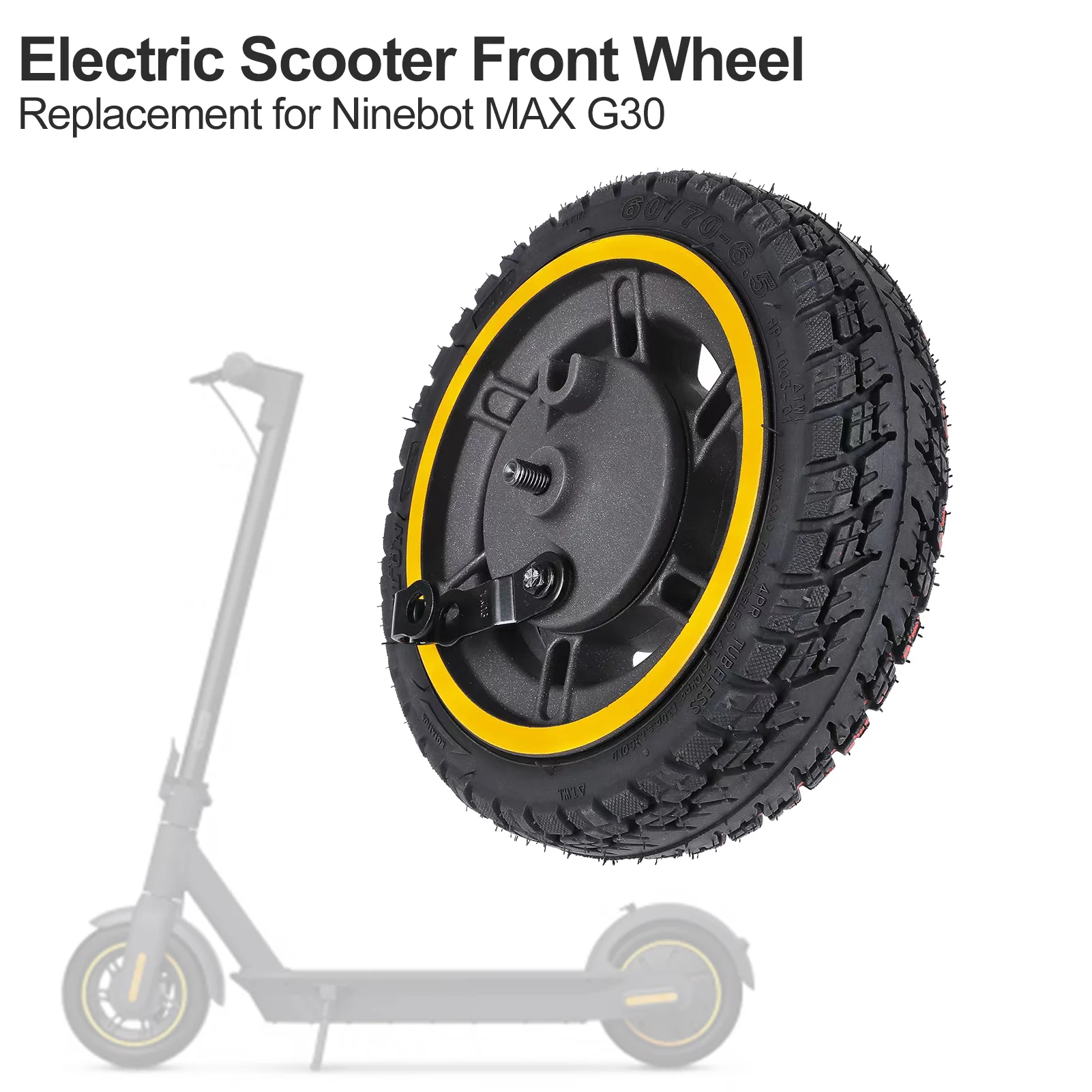 

10 Inch 60/70-6.5 Front Wheel Tire Replacement forNi nebot MAX G30 G30D Electric Scooter Front Wheel Hub with Drum Brake replace