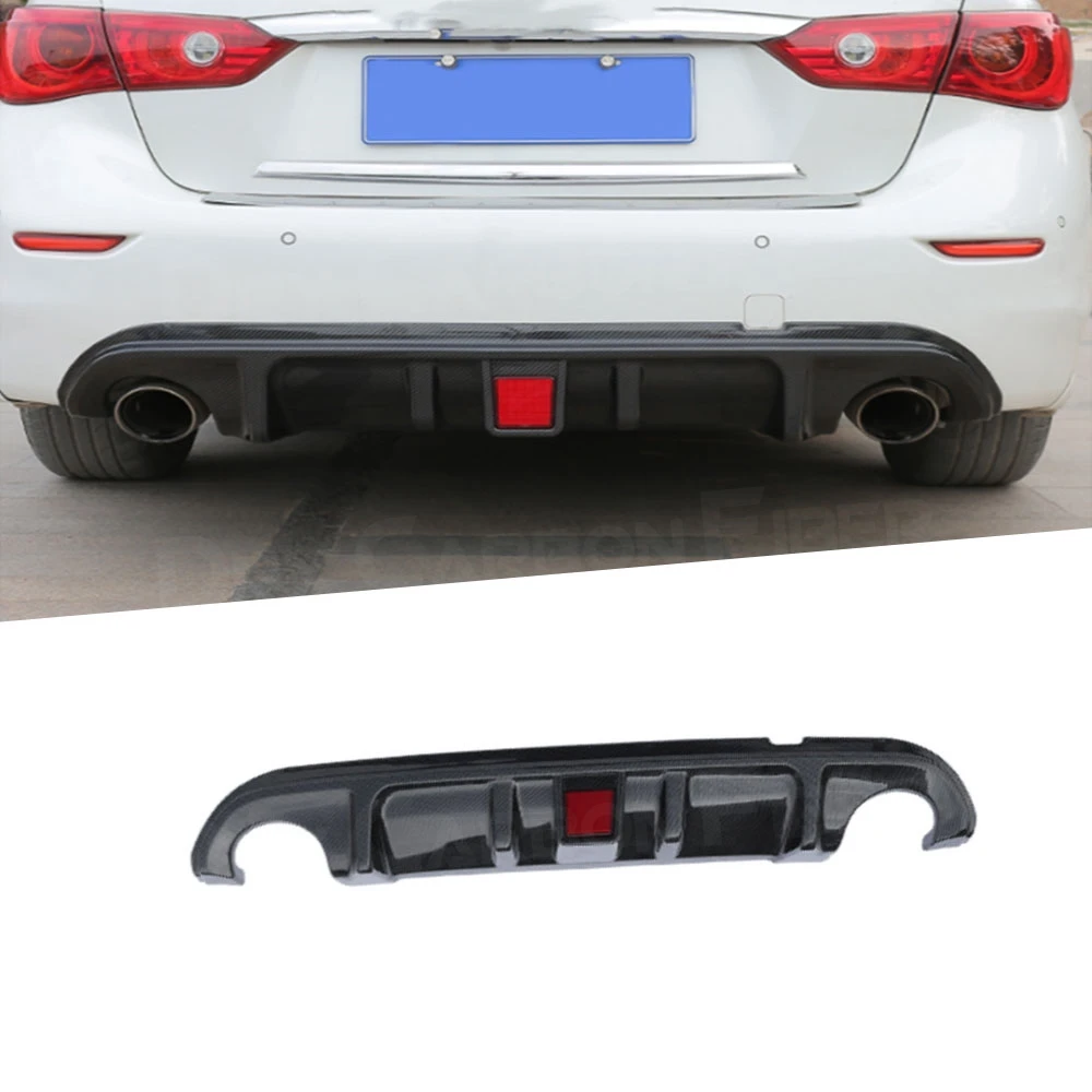 

High Quality ABS Car Rear Bumper Diffuser Lip Spoiler For Infiniti Q50 Base Sport 2014 - 2017 With LED Light Car Decoration