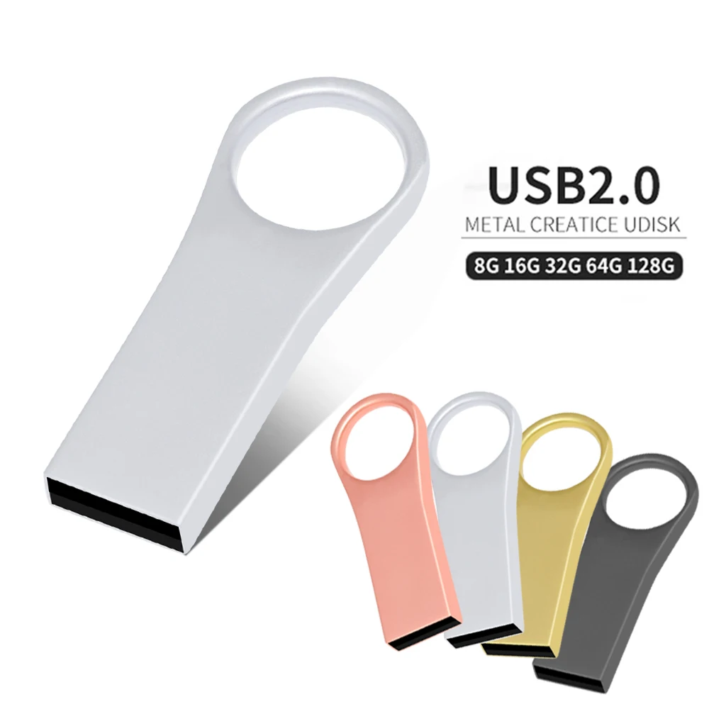

Metal Usb flash drives 128GB 64GB 32GB Waterproof Pen Drive 8G 16G Memory Stick Storage Device USB 2.0 Pendrives U Disk for gift