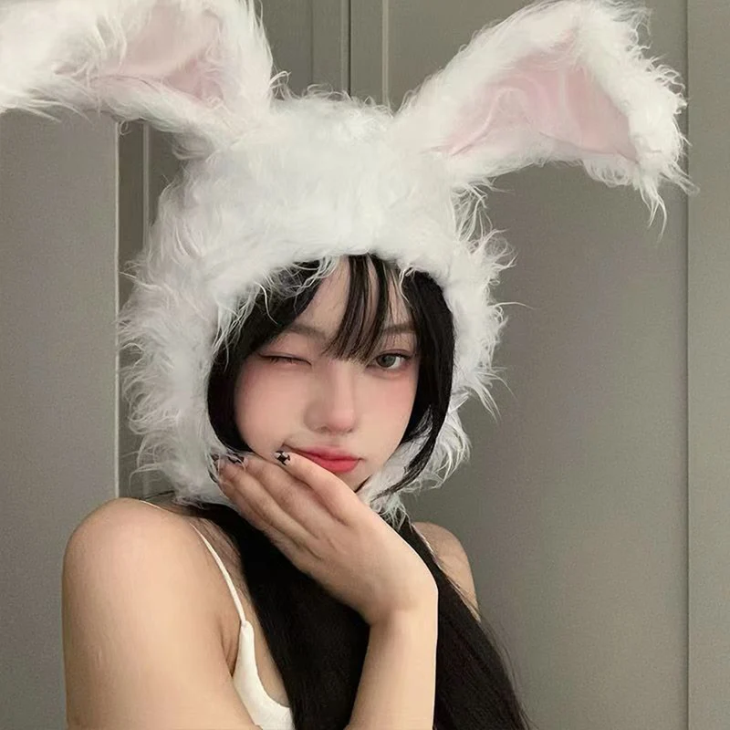 

Women Bunny Ear Hat Cute Soft Winter Warm Windproof Furry Hat Cap Beanies Photograph Party Cosplay Customes