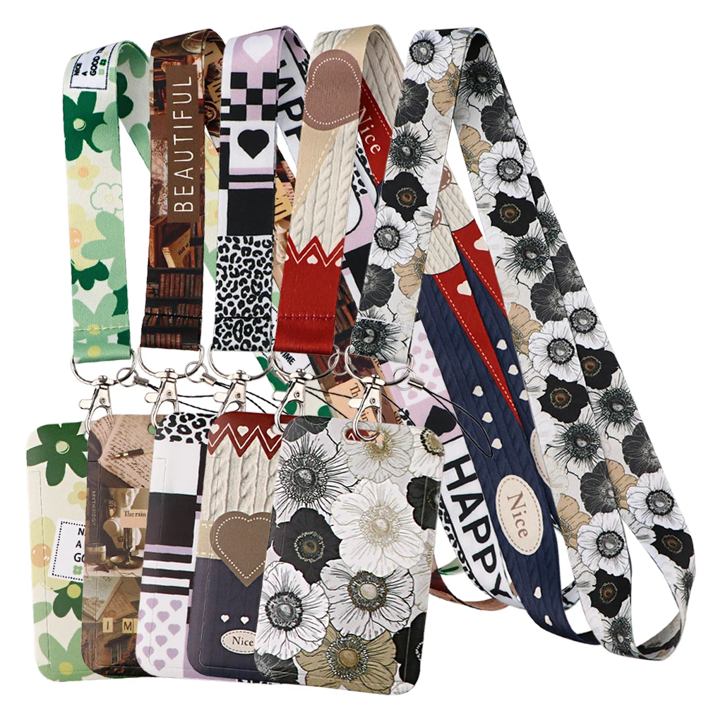 

Plants Card Holder Simple Style Lanyard for Keys ID Credit Bus Card Cover Badge Holder Phone Charm Keyring Keychain Accessories