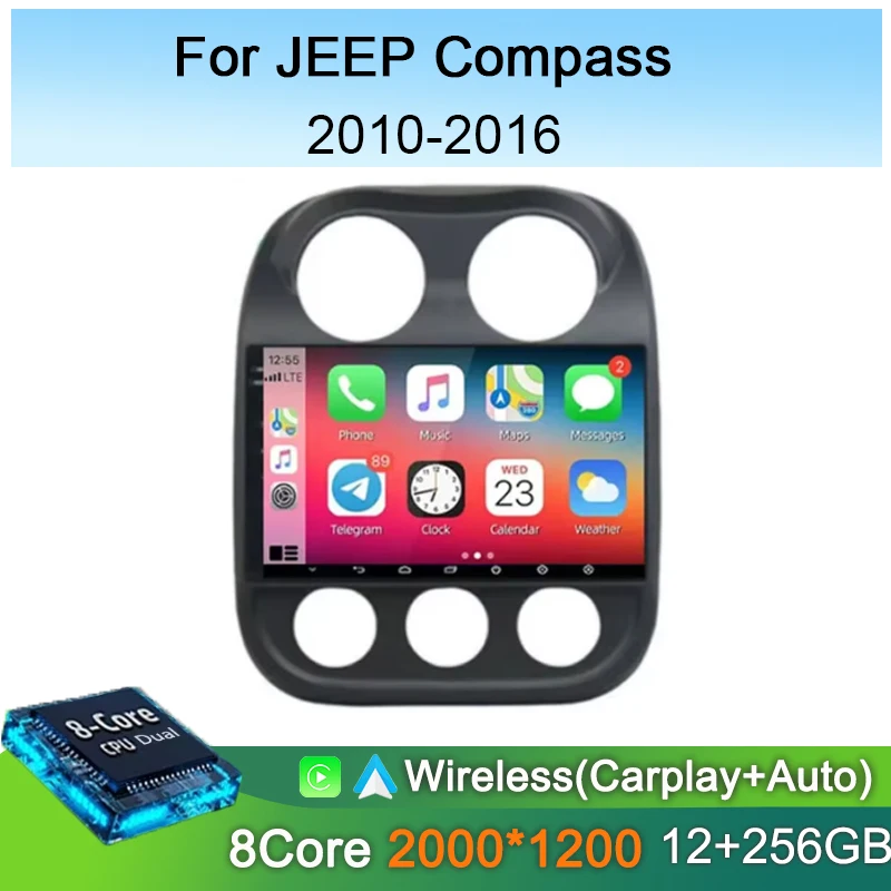 Автомобильный радиоприемник Android 14 для Jeep Compass Patriot 2010-2016 мультимедийный плеер