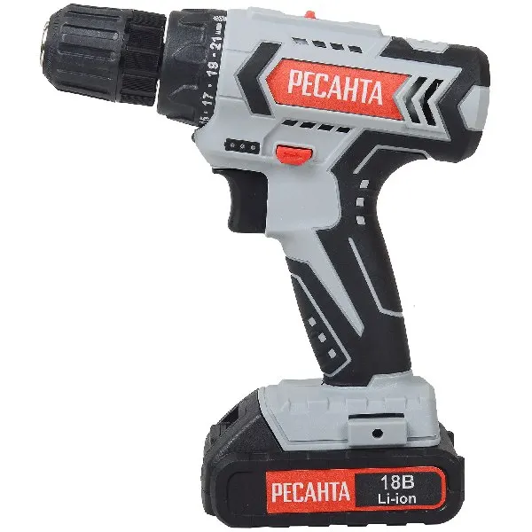 Дрель-шуруповерт Ресанта ДА-18-2ЛК Серо-черный | Инструменты