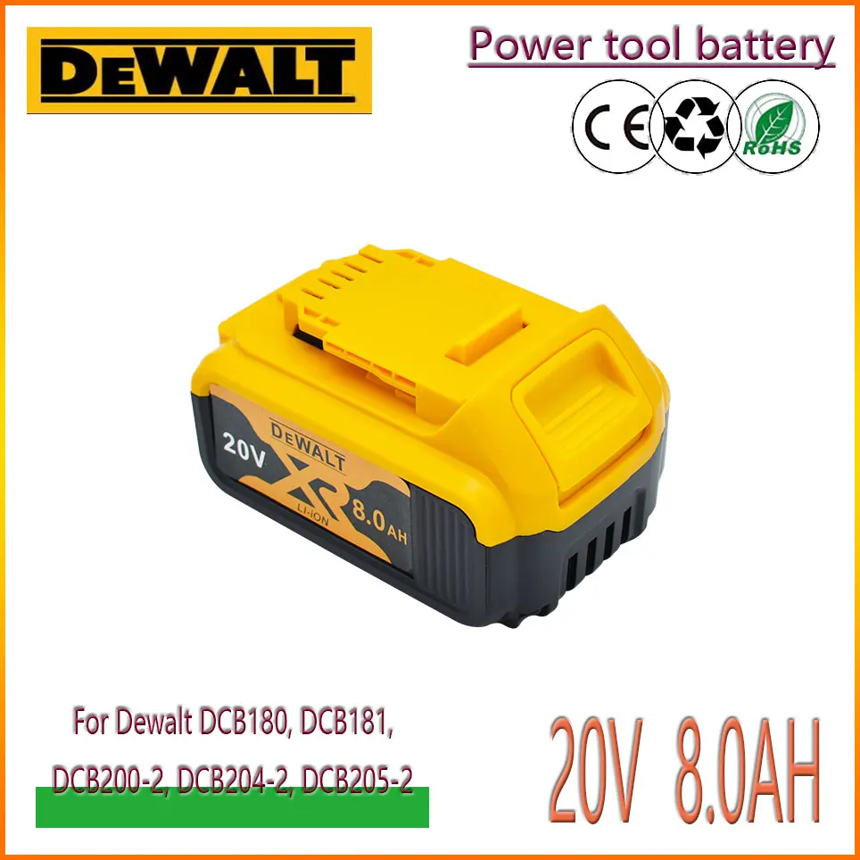 

DeWalt 20V 8.0AH/4.0AH/5.0AH/6.0AH Li-Ion battery power tool replacement for DeWalt DCB184 DCB181 DCB182 DCB200 18V battery