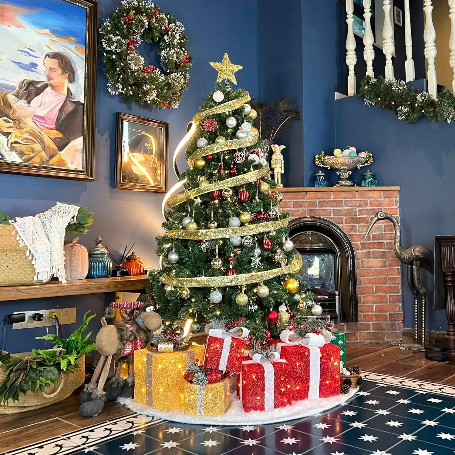 $ 194 langerפeleuchteter k nacionallicher Weihnachtsbaum 551 ПВХ-Zweigspvim 300 warmweiße LED-Leuchten neie Montage