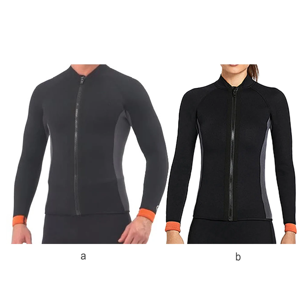 

Diving Jacket High Efficiency Cold Proof Long Sleeve Style Skin Friendly Swimsuits Wetsuit Classic Crew Neck Men Black S