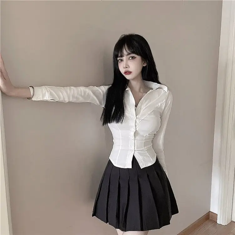 Новый дизайн и нишевая белая рубашка для женщин чистый Desire острая рубашка-поло в