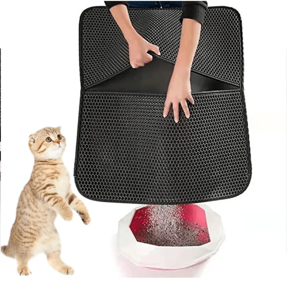 

Cat Litter Mat Double Layer Waterproof Urine Proof Trapping Mat Easy to Clean Non-Slip Toilet Pad Cat Scratch Pad Large Foot Pad