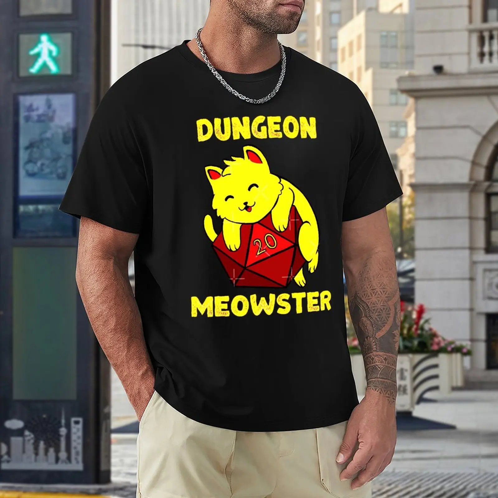 

Dungeon And Meowster Funny DnD Tabletop Gamer Cat D20 (3) Top Quality T-shirts Vintage Fitness USA Size