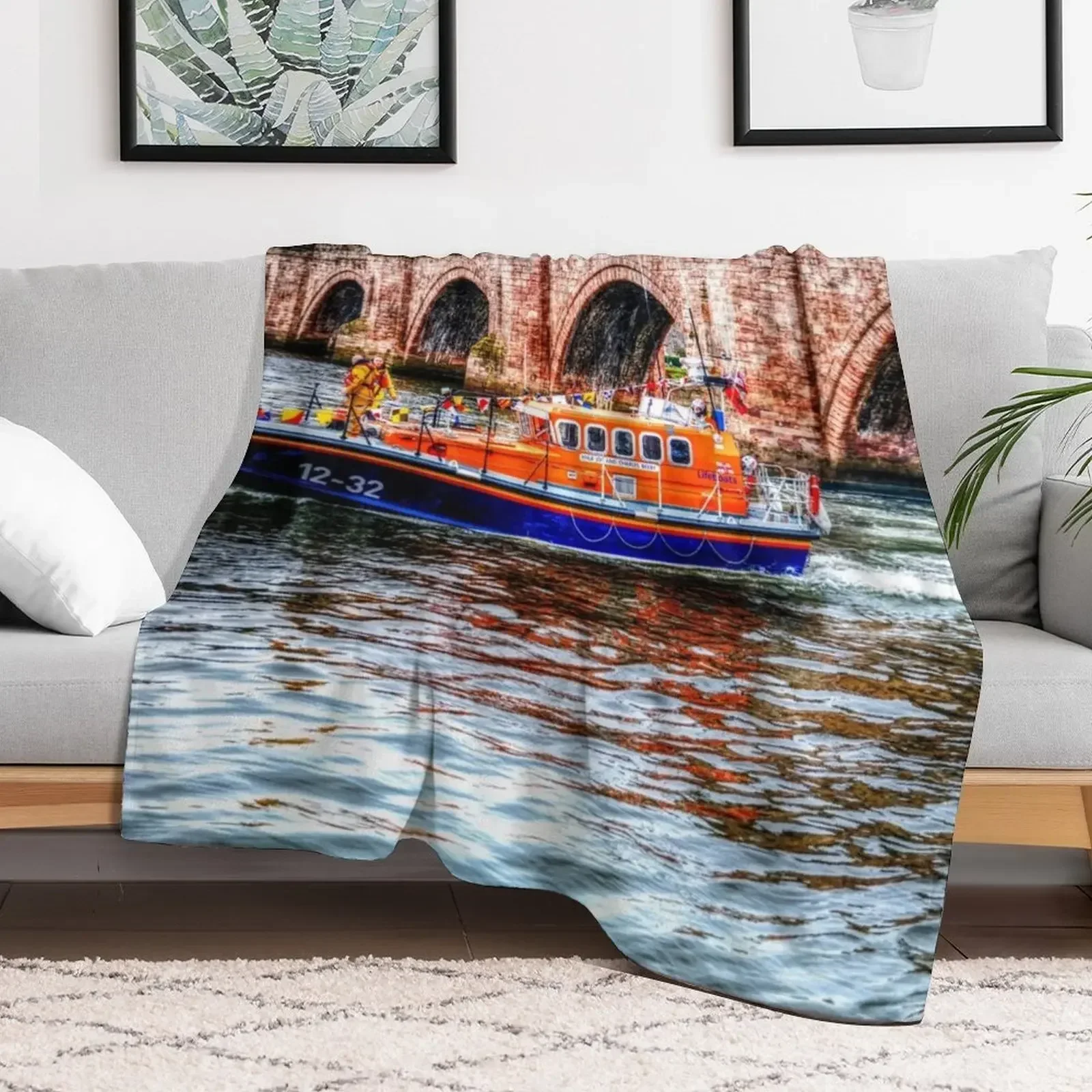 Berwick Upon Tweed RNLI Lifeboat и старый мостик одеяло роскошные брендовые теплые зимние