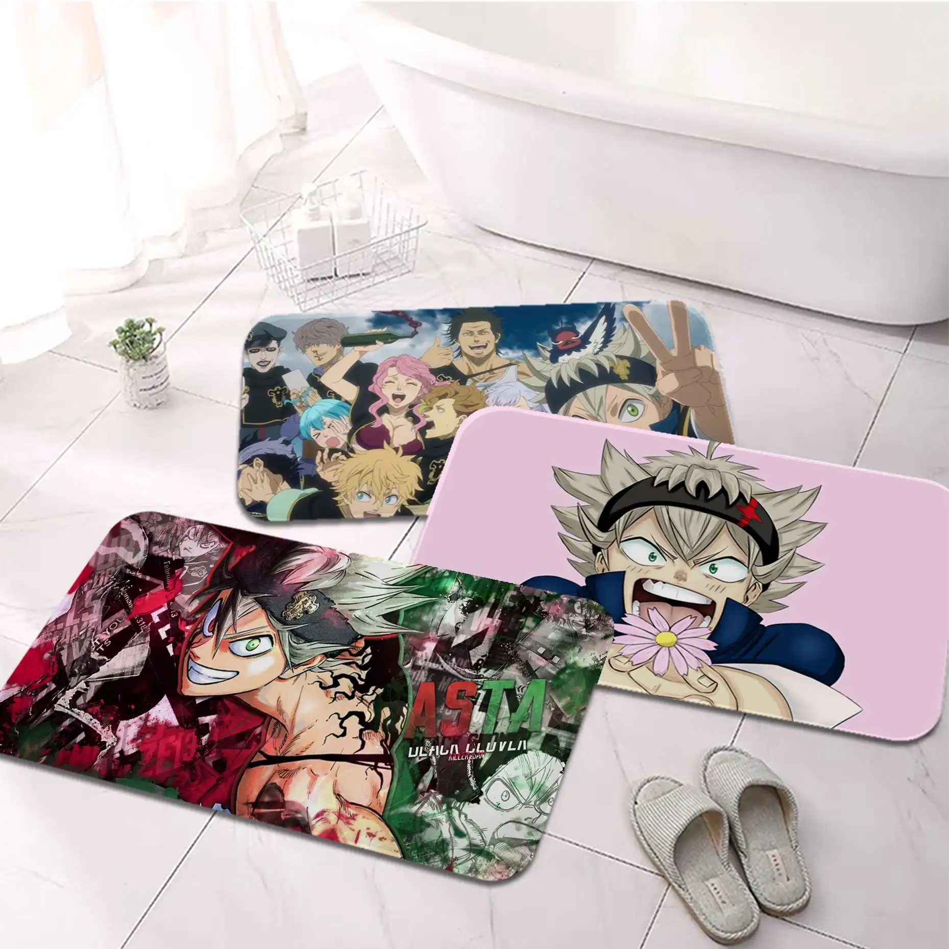 

Anime Black Clover Japan Printed Flannel Floor Mat Bathroom Decor Carpet Non-Slip For Living Room Kitchen Welcome Doormat