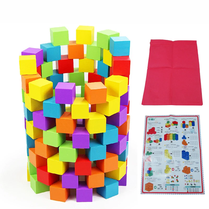 DIY Wooden Colorful Game Cubes Dice Block Toy Squares Building Blocks Sets Educational Wood Board Toys Gifts for Children 2X2CM | Игрушки и