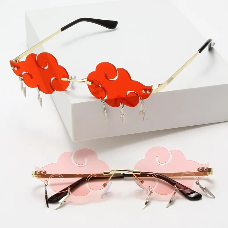 

New Cloud Form Sunglasses Women's Decorative Lightning Pendant Sun Glasses Women's Personality Eyewear UV400 Oculos De Sol
