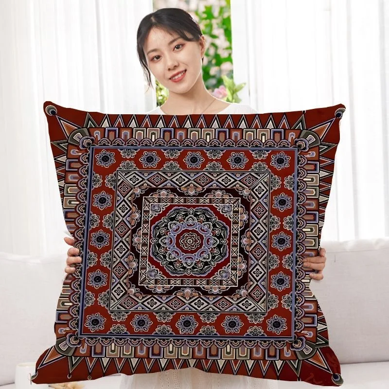 

Двусторонняя наволочка в богемном стиле с принтом в этническом стиле, чехол для дивана, гостиной, подушка с геометрическим рисунком, квадратная наволочка