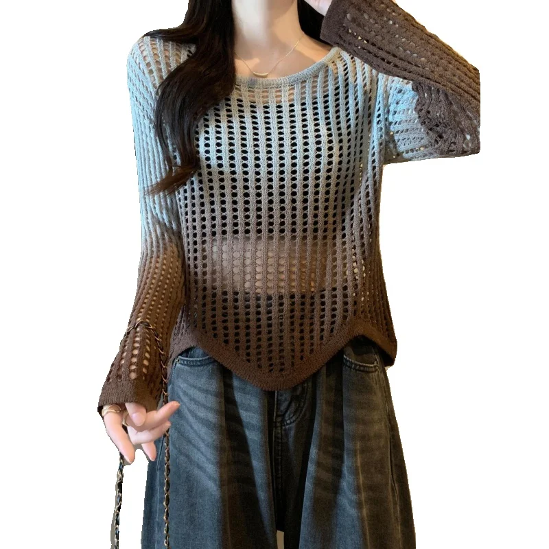 Женская блузка с вырезом на животе Новое поступление раннюю весну уникальные