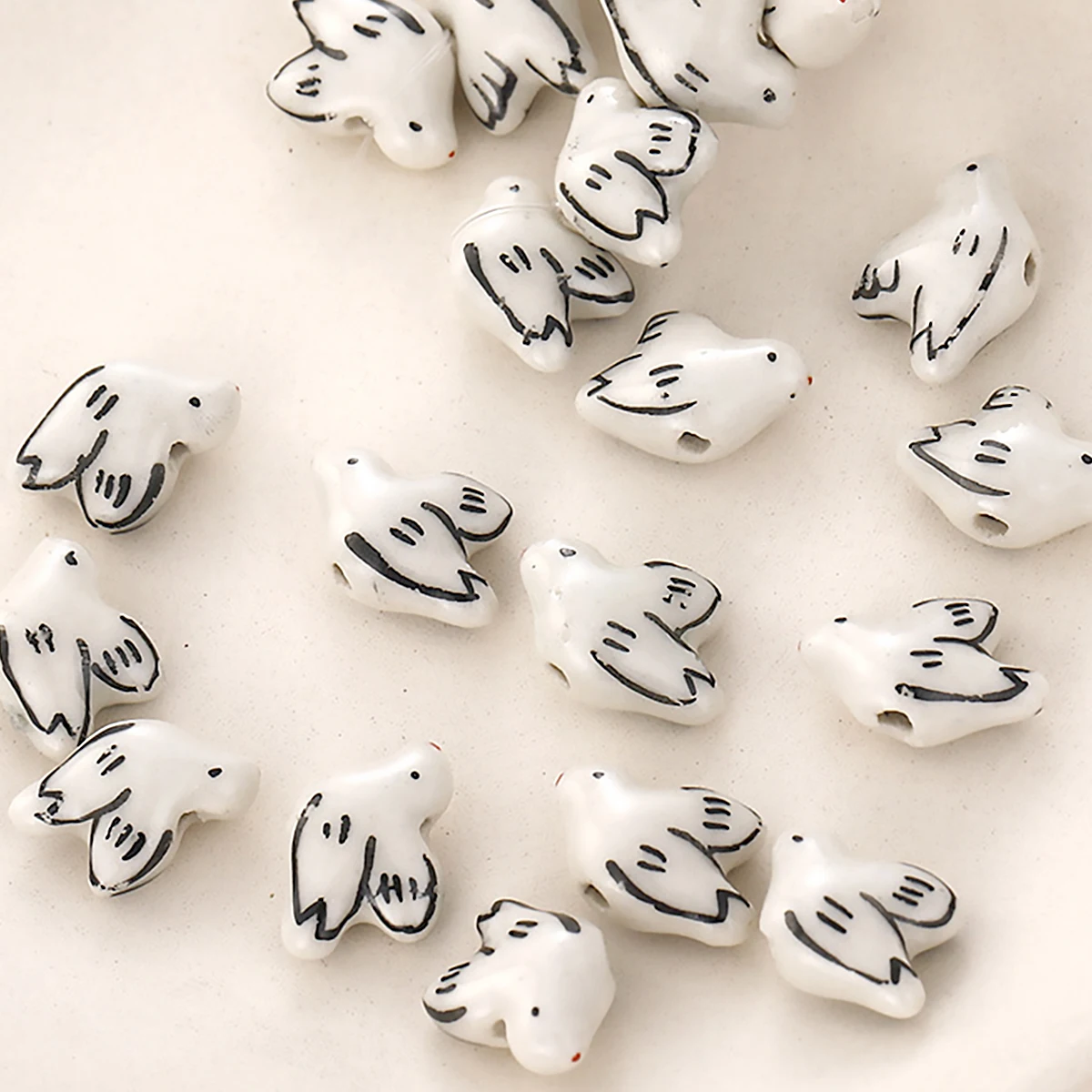 18x12mm Hand Painted Animal Pigeon Ceramic Beads For Jewelry Making DIY Loose Spacer Porcelain Bead Bracelet Earring Necklace