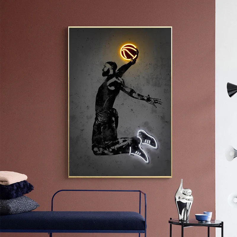 

A Man Playing Basketball Wall Art Modern Style Picture Decorative Print For Living Room Home Decor No Frame