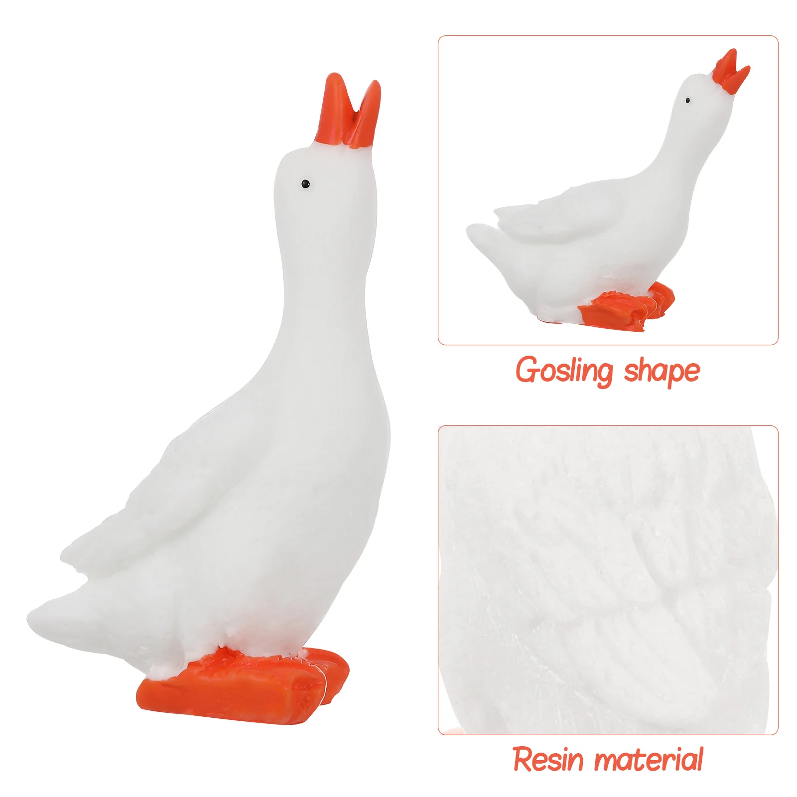 6 Pcs Big White Goose Ornament Seagull Toy Figure Micro Landscape Shaped Decor Accessories Man