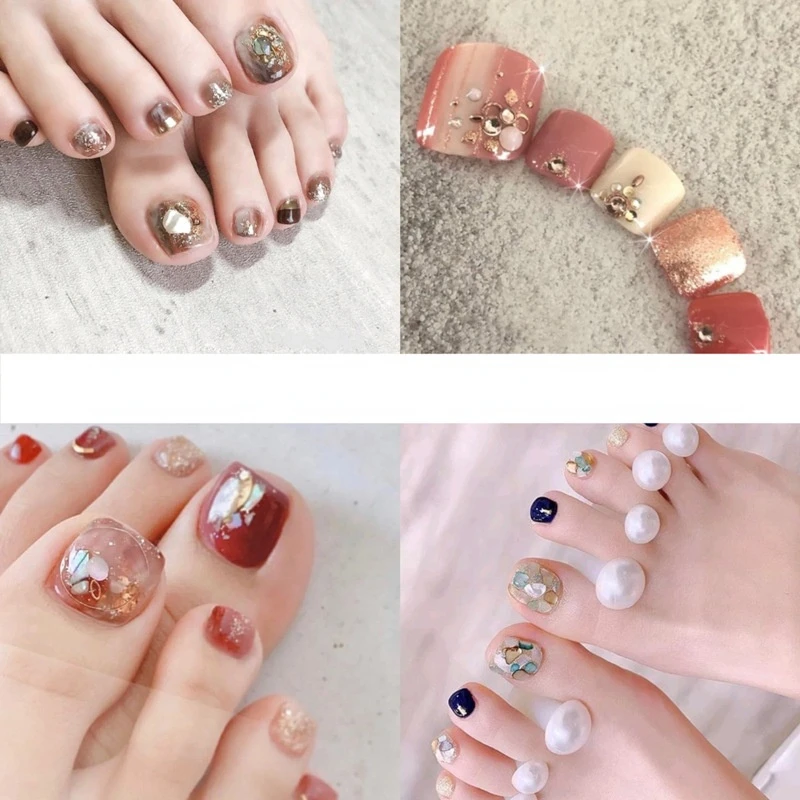 

22tips Flower Gilding Korea Toe Nail Sticker Wraps Adhesive Decals Toenail Polish Strips DIY Pedicure Foot Decals Manicure Women