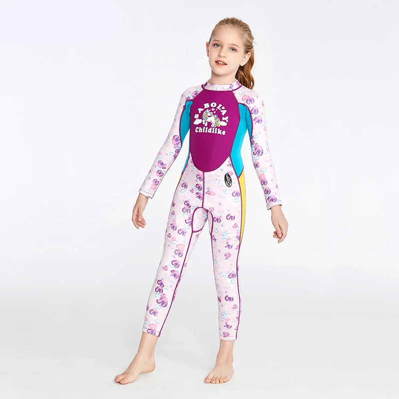 

2mm Children's Neoprene Wetsuit Summer Warm Sunscreen Full Length One Piece Wetsuit Girls Swimming Scuba Kayak