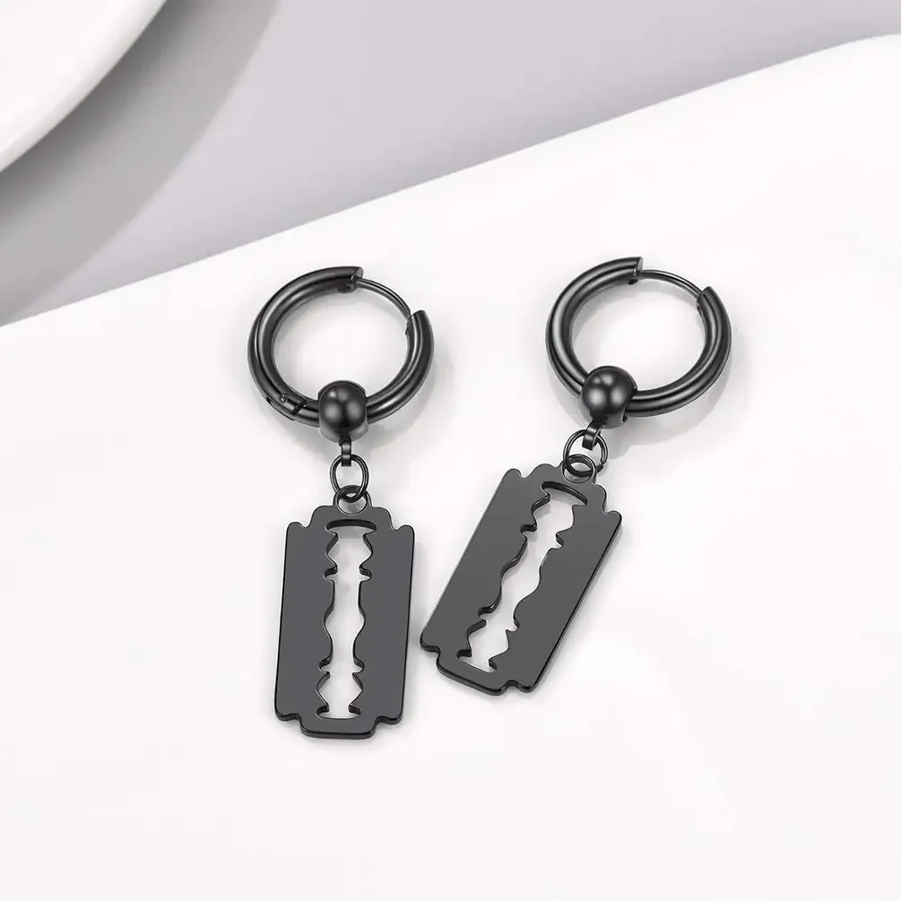 Модные серьги с лезвием из нержавеющей стали винтажные бритвенные полые висячие