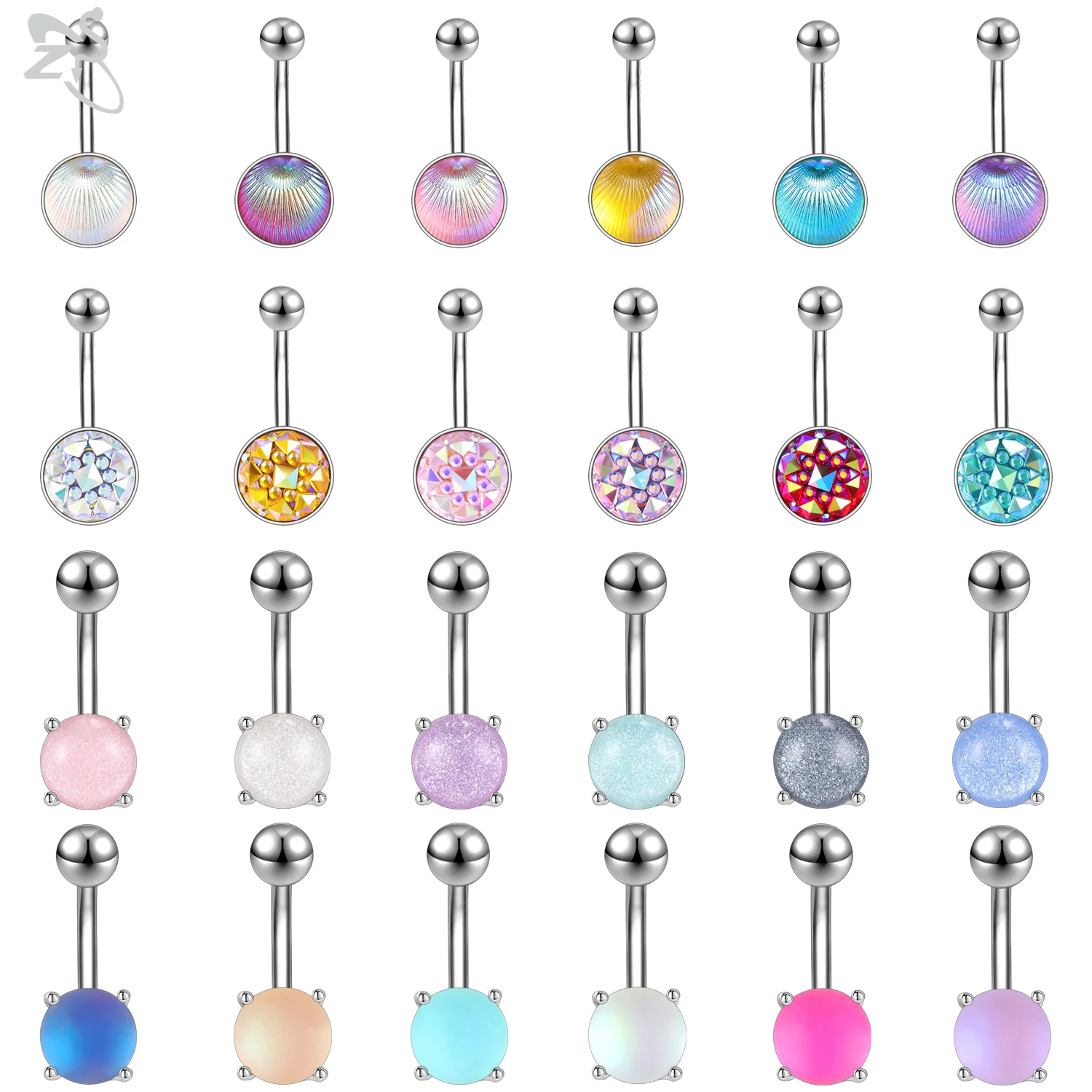 

ZS 1PC 14G Stainless Steel Navel Piercing for Women Girls Belly Button Ring Silver Color Belly Rings Body Piercing Jewelry 10mm