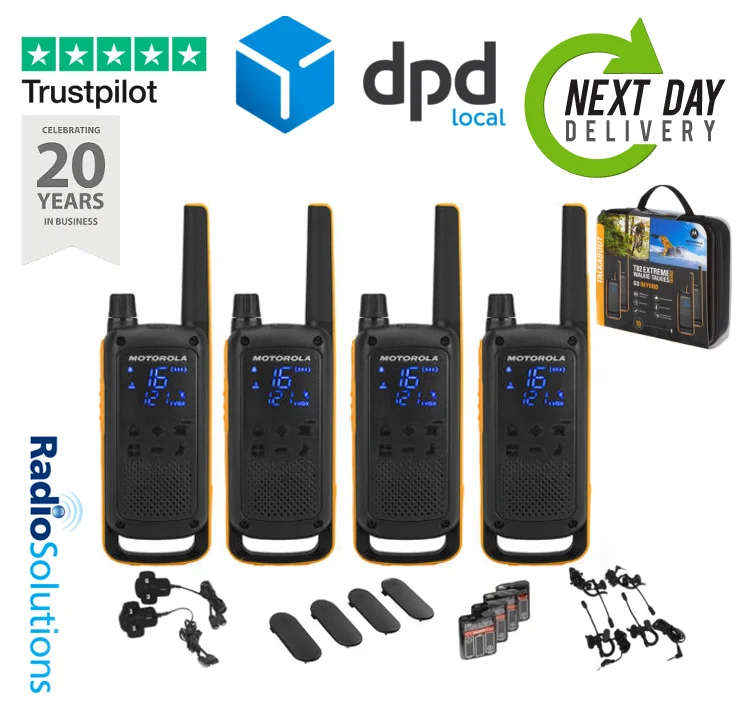 

Motorola Walkie Talkie T82 EXTREME Quad Pack Two Way Radio Licence Free PMR446