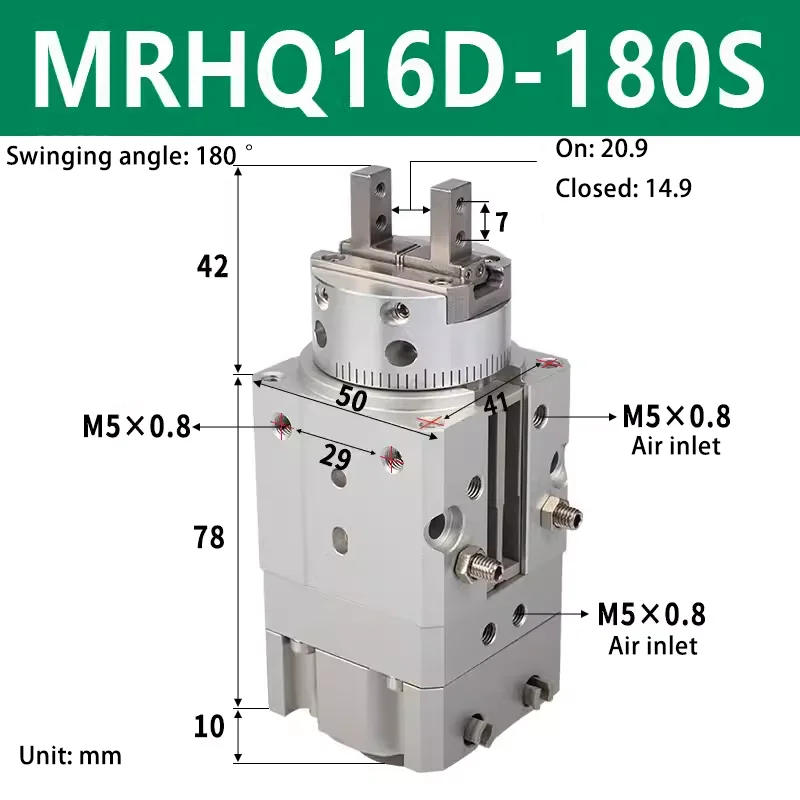 

Поворотный воздушный коготь типа SMC MRHQ, поворотный зажимной палец, цилиндр 10D/20D/25D-90S MRHQ16D-180S-N