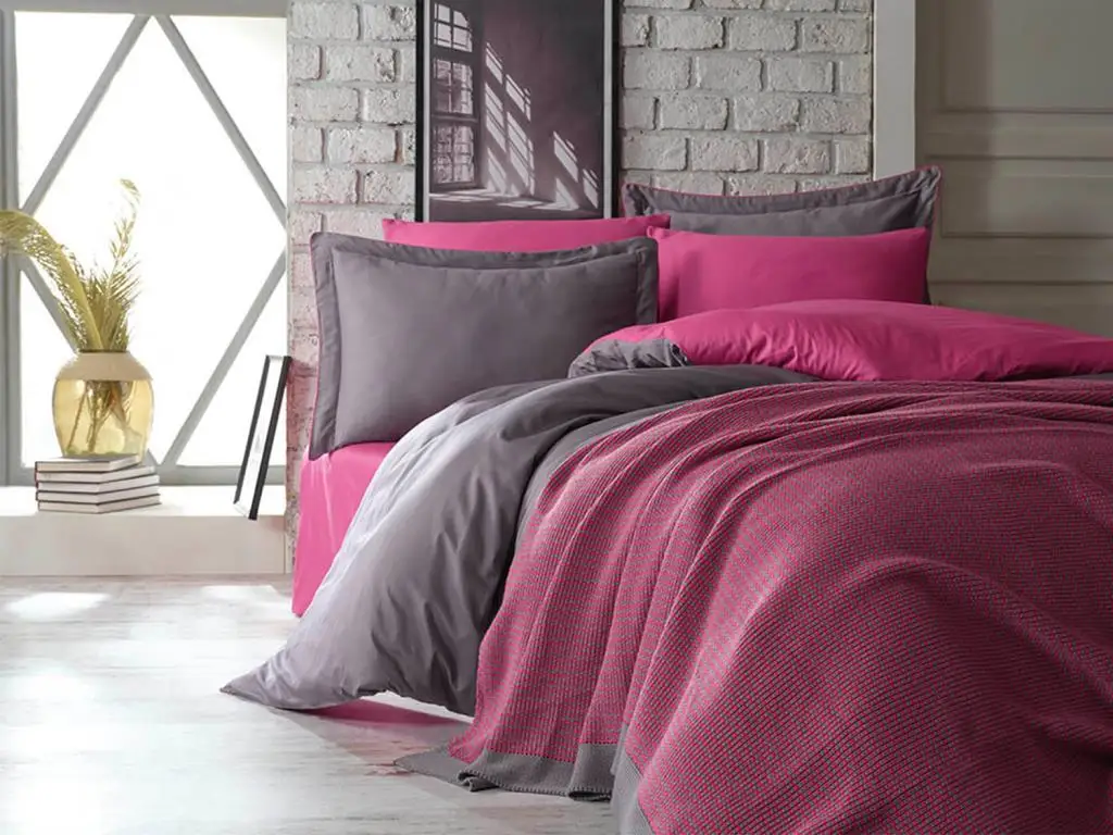 

Tuana single duvet cover blanket set fuchsia