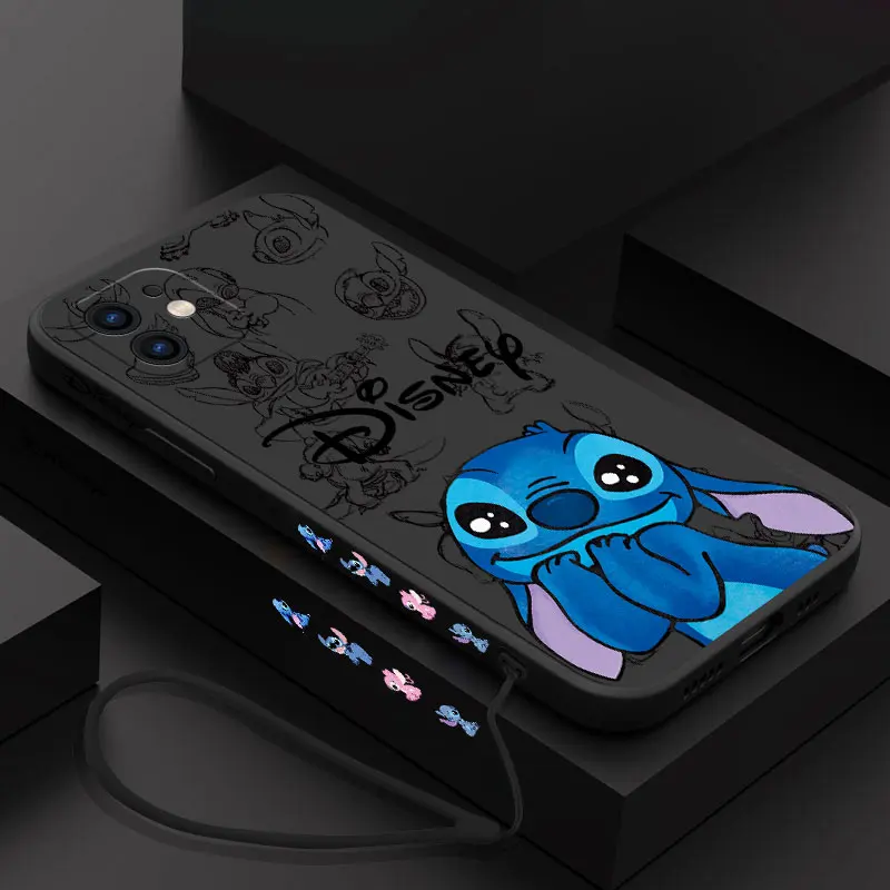 Фото Cool Cartoon Stitch Disneys Phone Case for Oneplus Nord 3 2 9R 9 8T 8 7 7T Pro 6 5G Liquid Silicone Cover with Hand Strap №3