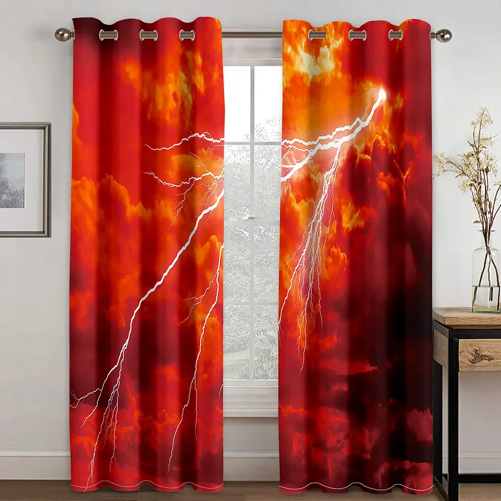 Занавески на тонкие окна с изображением неба облаков арктического Авроры 2 шт.