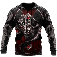 fashion red black skull dragon 3d print fashion mens hoodie and sweatshirt fall unisex zip hoodie casual sweatshirt