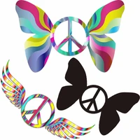 peace sign patches on clothes butterfly wings iron on transfers for clothing thermoadhesive patches diy hippie thermal stickers