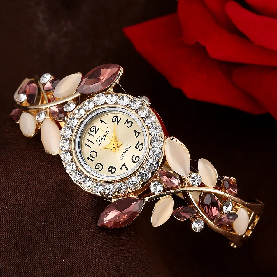 

Fashion Luxurious Women'S Diamond Leaf Watch, Small Dial Women'S Bracelet Luminous Watch Watch For Women Reloj Para Mujer