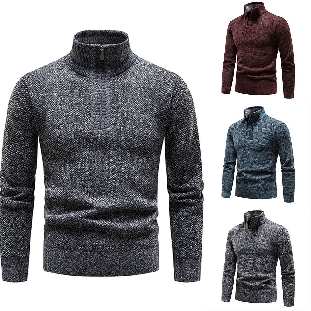 

Mens High Neck Zip Up Jumper Blouse Winter Warm Thermal Pullover Long Sleeve Casual Sweater Top Pullovers