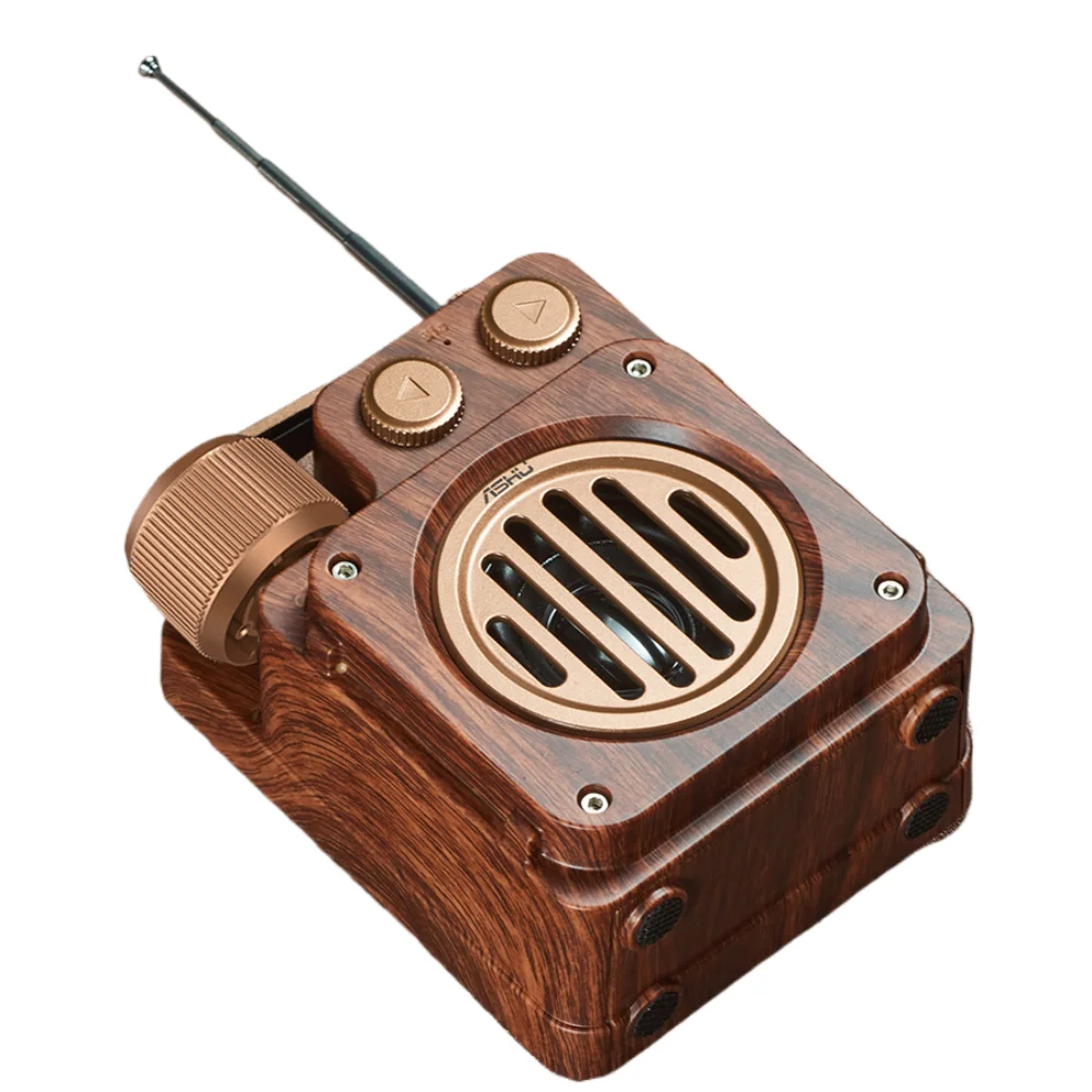 Фото AS20 Беспроводной Bluetooth 5.4 Ретро Динамик Открытый Портативный Бас Сильный FM Радио Маленький Ретро Кнопка Циферблат Колесо №5