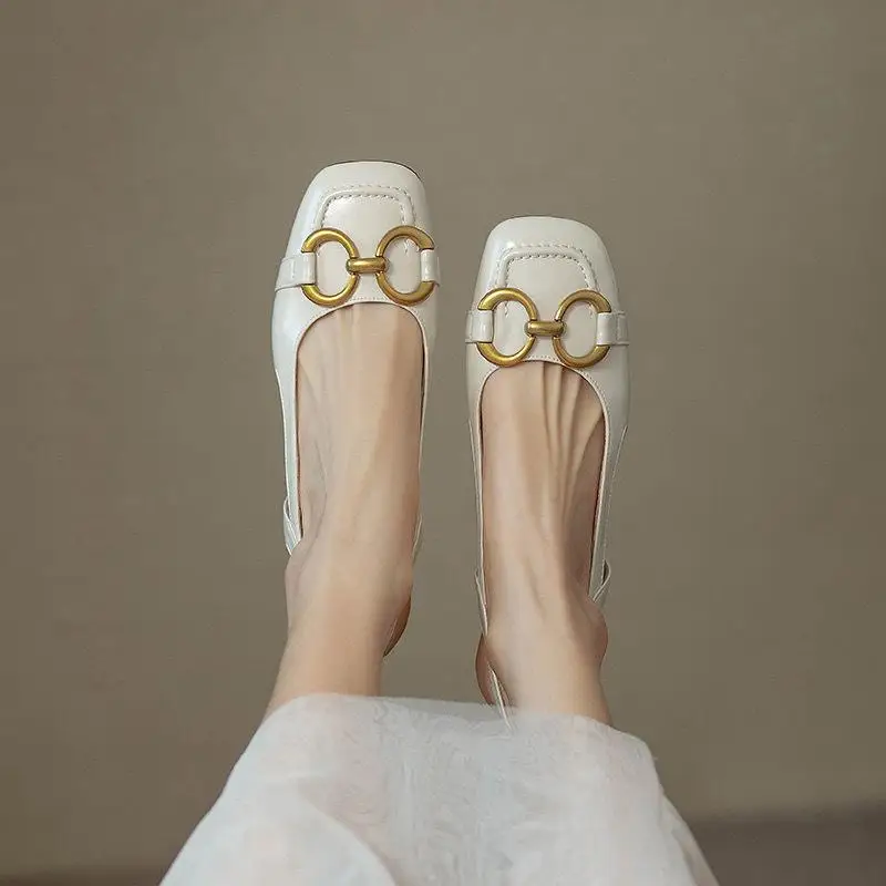 

2022 Summer Women Sandals Square Toe Mid-heel Chunky Buckle Females Pumps Fashion Elegant High Quality Outer Cozy Ladies Shoes