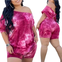plus size womens summer 2022 new tie dye style casual suit