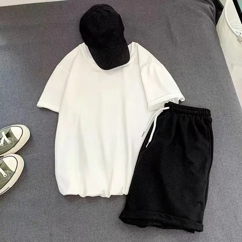 2023 Men's Shorts Sets 100% Cotton Printed Streetwear Harajuku Fashion Sportswears Female Clothing  Free Shiping