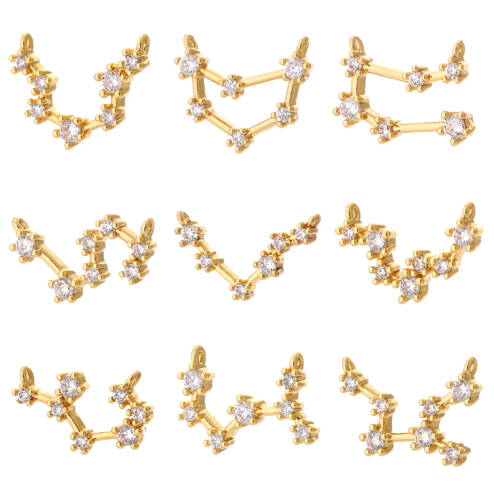 

Золотой цвет циркон зодиака письмо созвездия Шарм Подвески для изготовления ювелирных изделий ожерелье браслет Шарм аксессуары в поисках