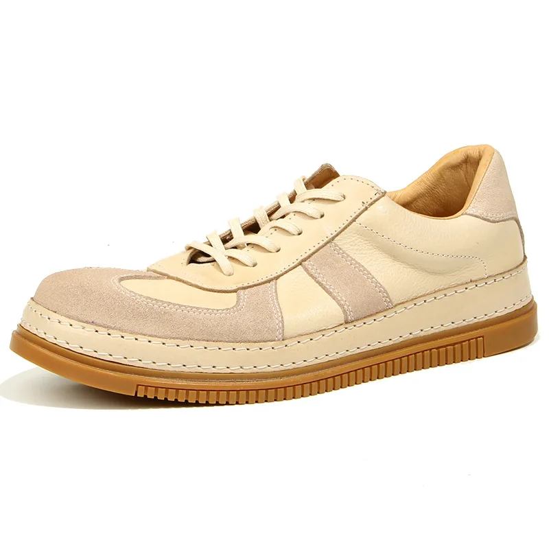 Мужские кожаные кроссовки на шнуровке резиновой подошве