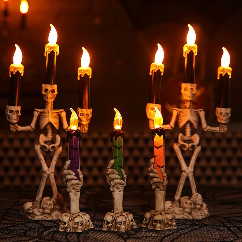 Light Led Candlestick Lamp Skeleton Ghost Hand Flameless Lamp Props Halloween Party Decoration