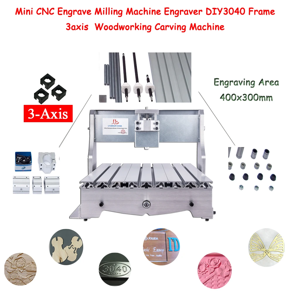 Mini CNC Engrave Milling Machine Engraver DIY3040 Frame 3axis With Coupling Engraving Area 400x300mm Woodworking Carving Machine