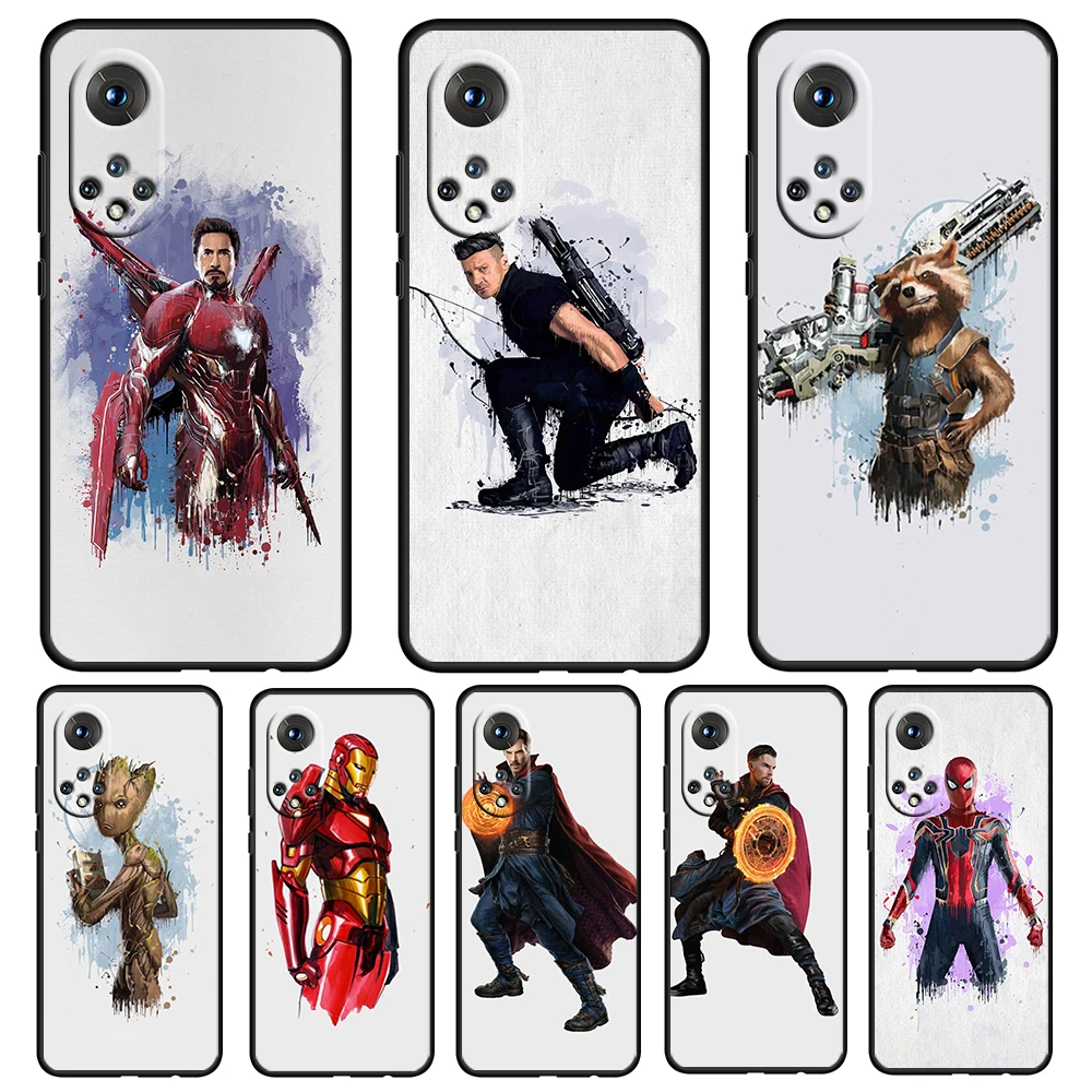 

Marvel Hero In Painting For Honor 60 50 20 SE Pro X30 10X 10i 10 9X 9A 8X 8A Lite Silicone Soft TPU Black Phone Case Capa Cover